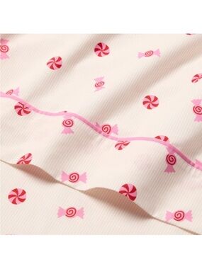 Pillowfort Candy Stripes Full Sheet Set Pink Christmas 100% Cotton NWT